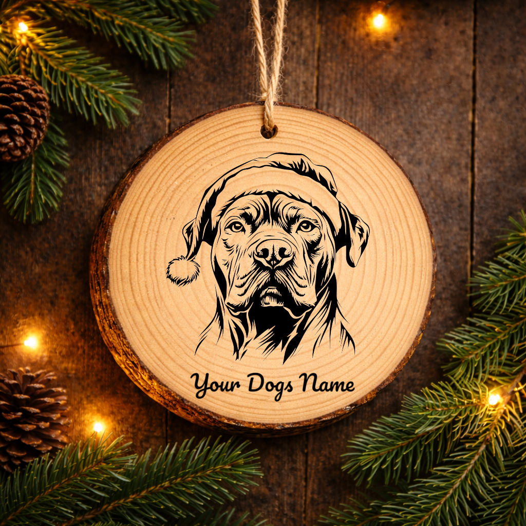 Santa Hat Dogo Argentino Santa Hat Dog Rustic Pine Christmas Ornament