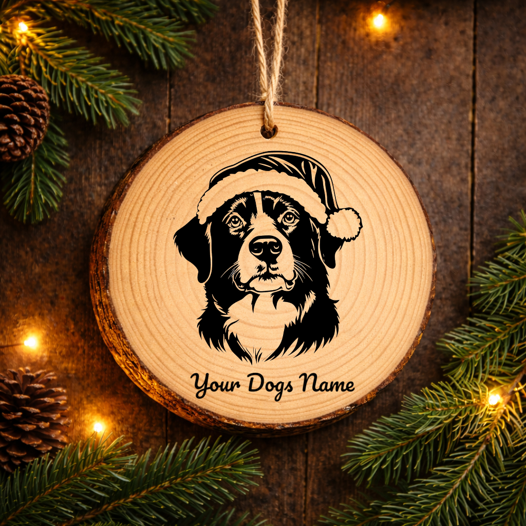 Entlebucher Mountain Santa Hat Dog Santa Hat Dog Rustic Pine Christmas Ornament