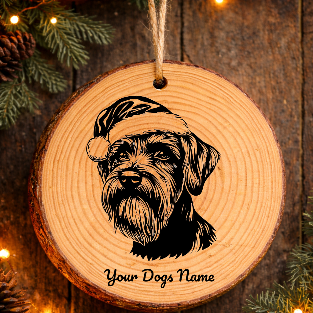 Giant Schnauzer Santa Hat Dog Rustic Pine Christmas Ornament