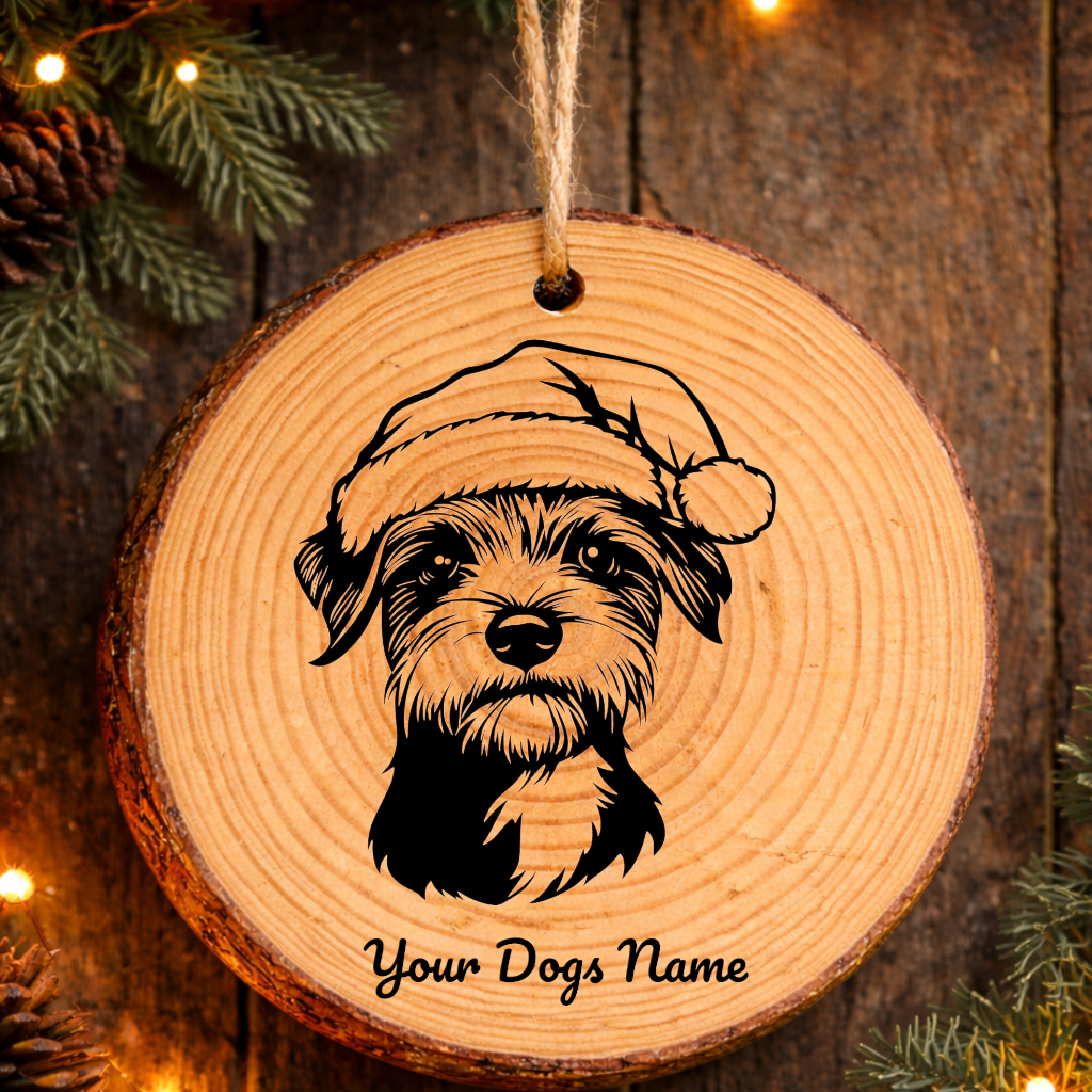 Glen of Imaal Terrier Santa Hat Dog Rustic Pine Christmas Ornament