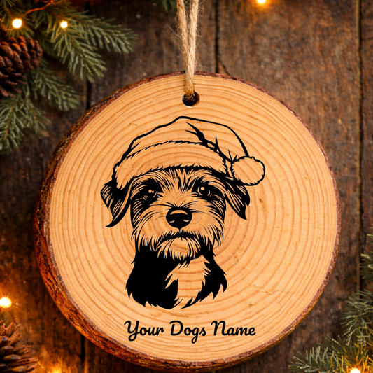 Glen of Imaal Terrier Santa Hat Dog Rustic Pine Christmas Ornament