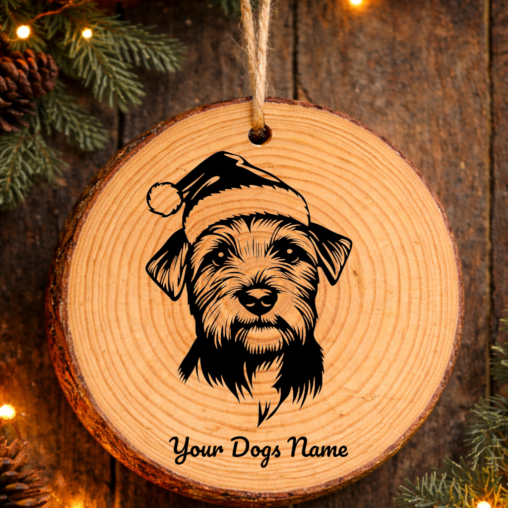 Glen of Imaal Terrier Santa Hat Dog Rustic Pine Christmas Ornament
