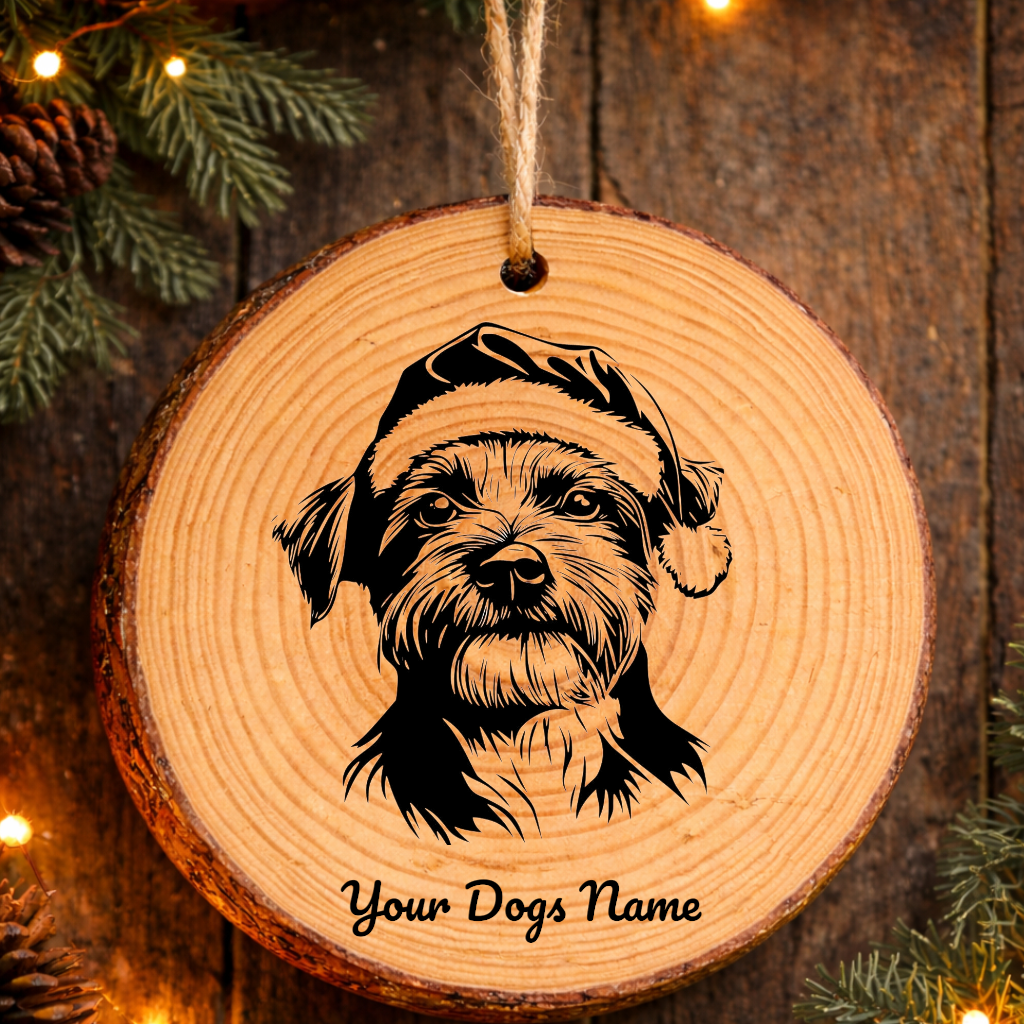 Glen of Imaal Terrier Santa Hat Dog Rustic Pine Christmas Ornament