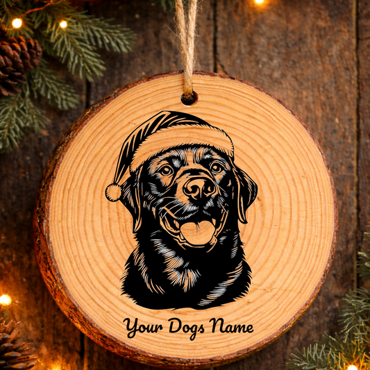 Goldador Santa Hat Dog Rustic Pine Christmas Ornament