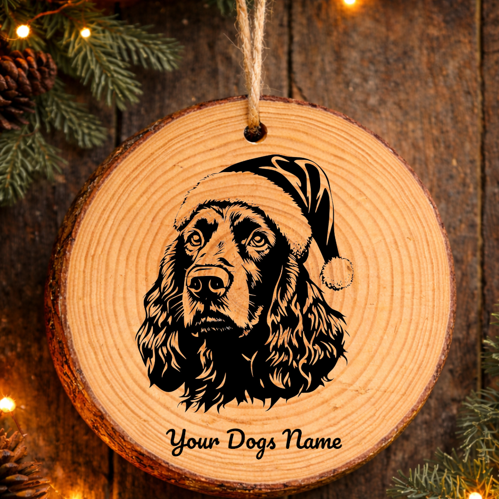 Gordon Setter Santa Hat Dog Rustic Pine Christmas Ornament