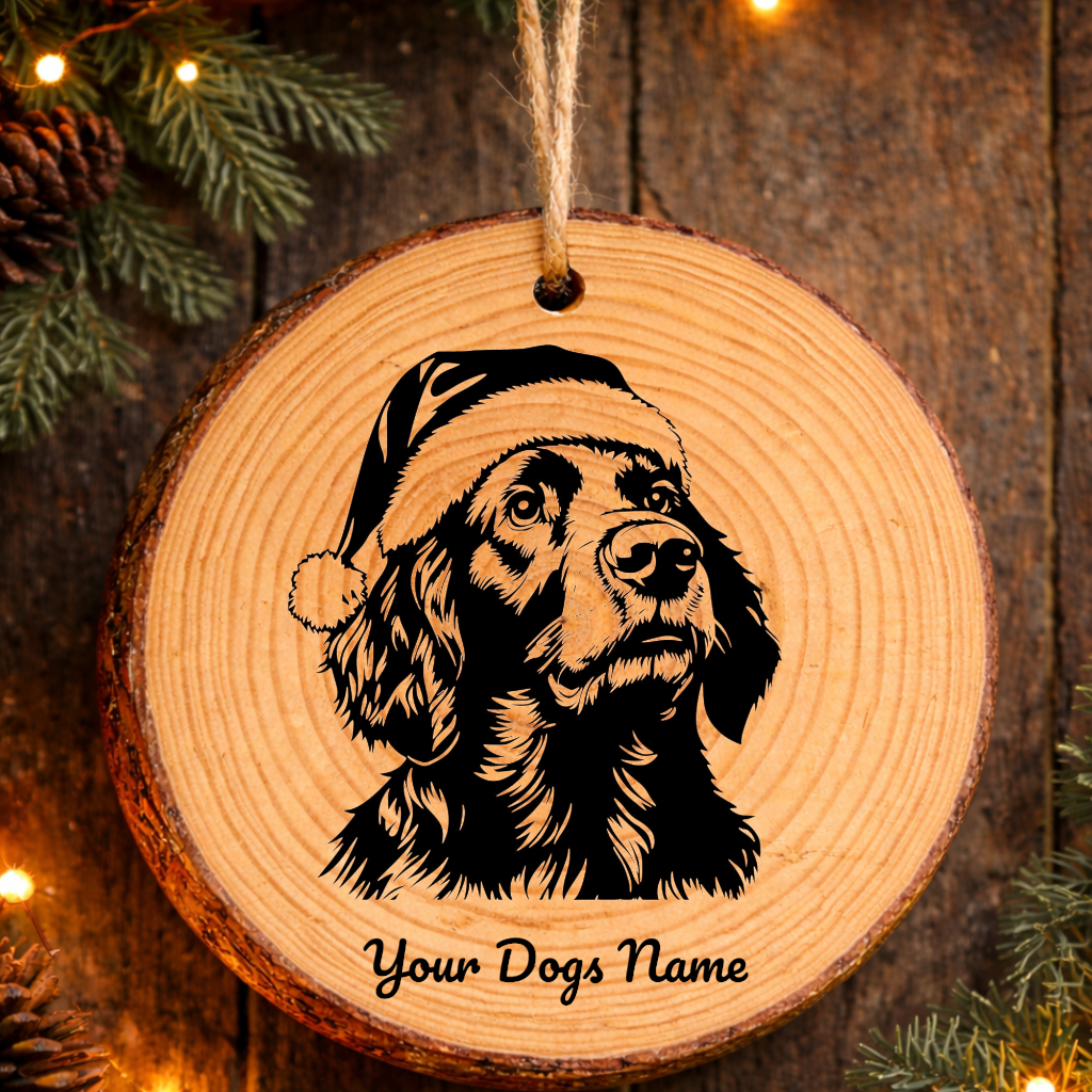 Gordon Setter Santa Hat Dog Rustic Pine Christmas Ornament