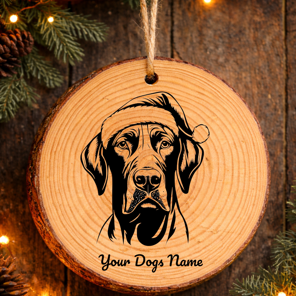 Great Dane Santa Hat Dog Rustic Pine Christmas Ornament