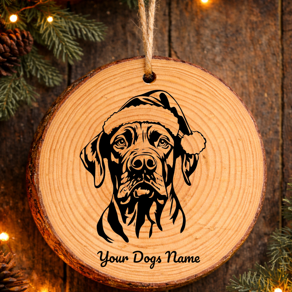 Great Dane Santa Hat Dog Rustic Pine Christmas Ornament
