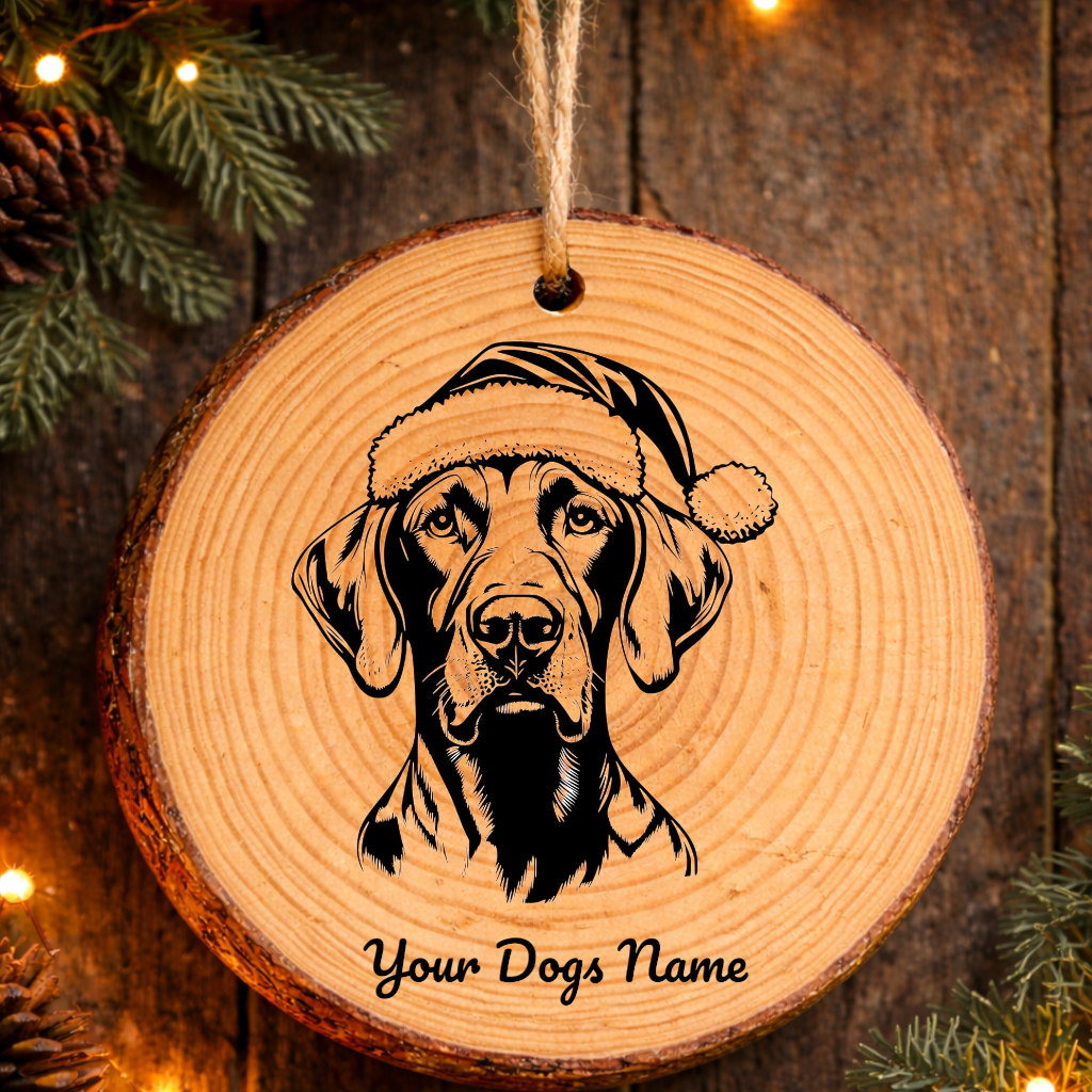Great Dane Santa Hat Dog Rustic Pine Christmas Ornament