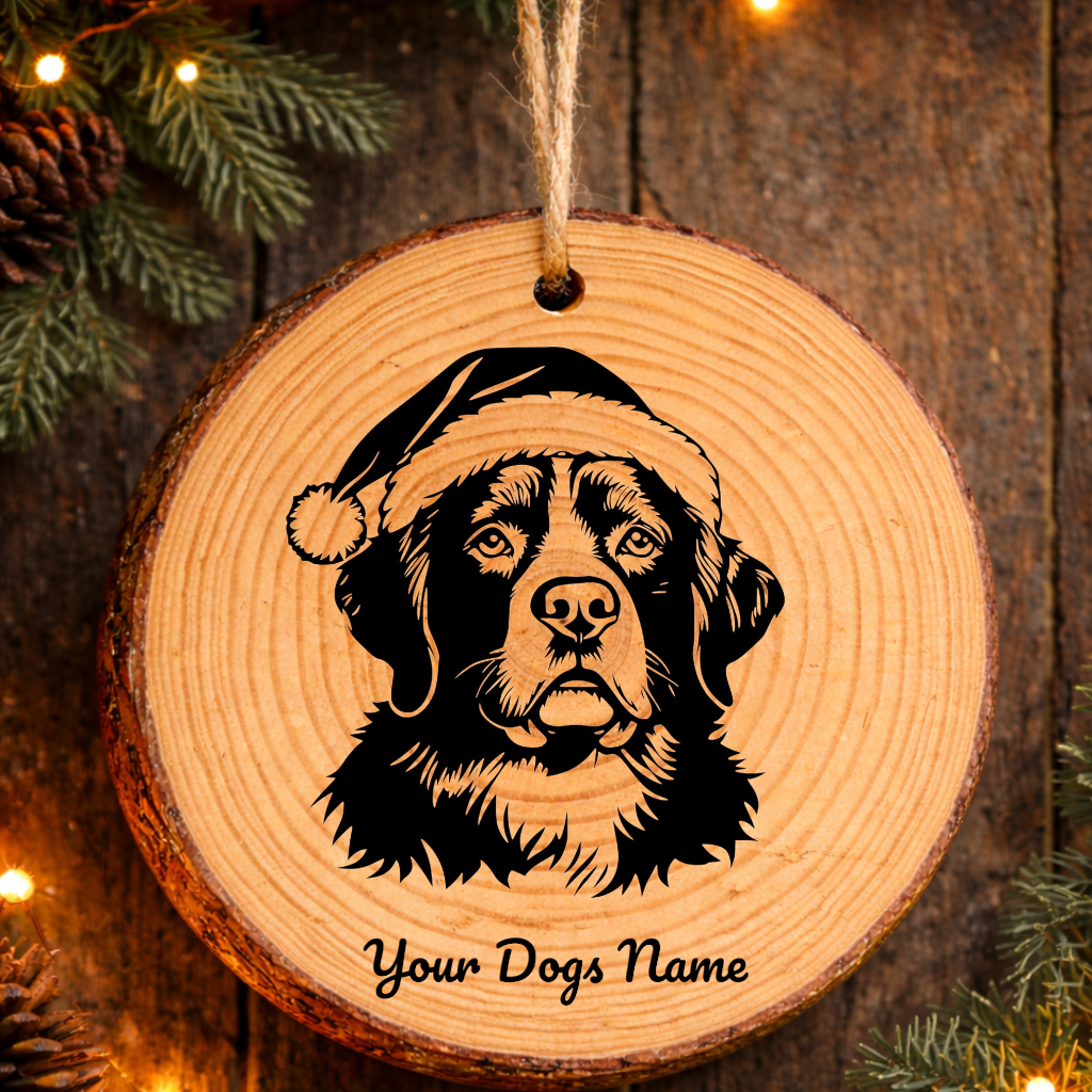 Greater Swiss Mountain Santa Hat Dog Santa Hat Dog Rustic Pine Christmas Ornament