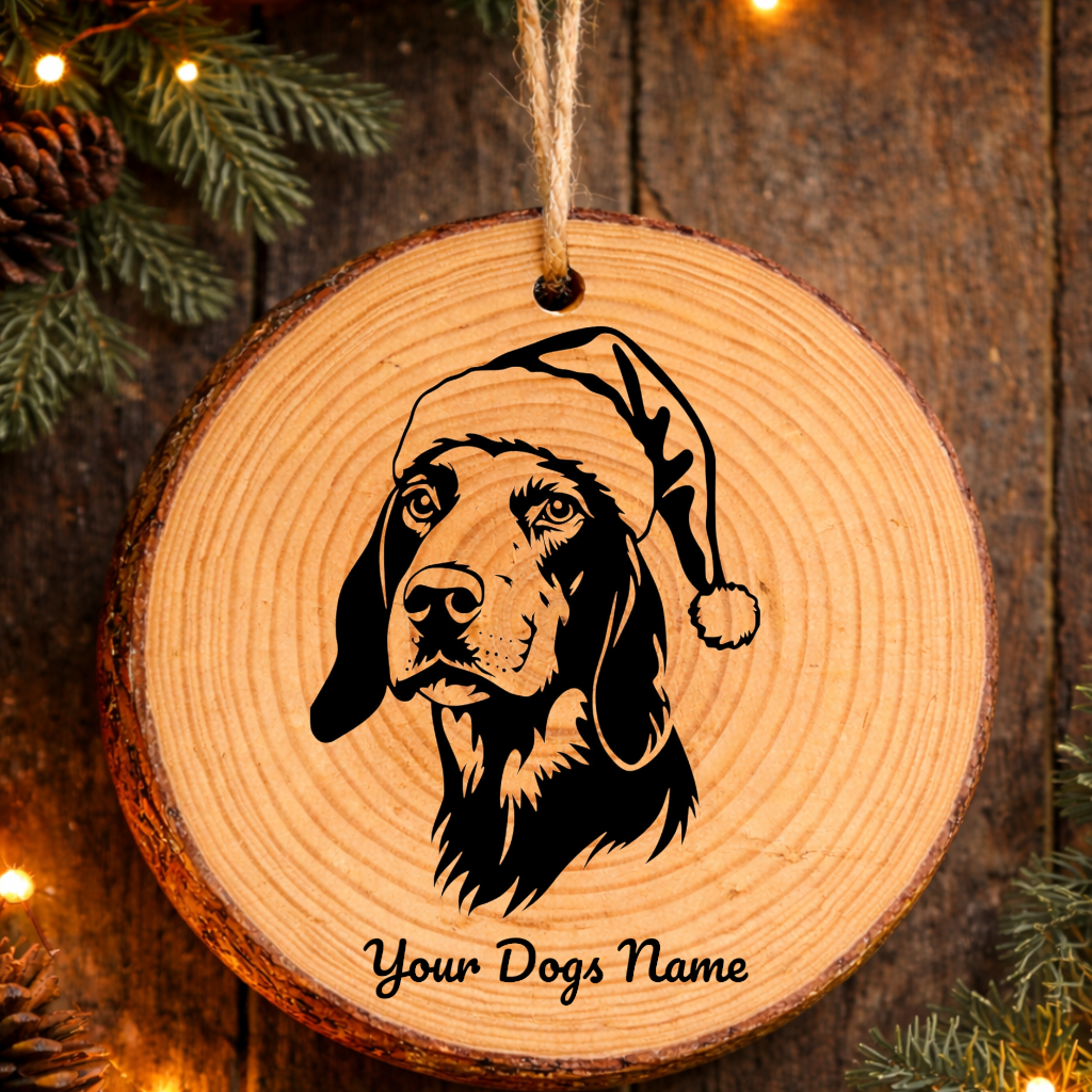Harrier Santa Hat Dog Rustic Pine Christmas Ornament
