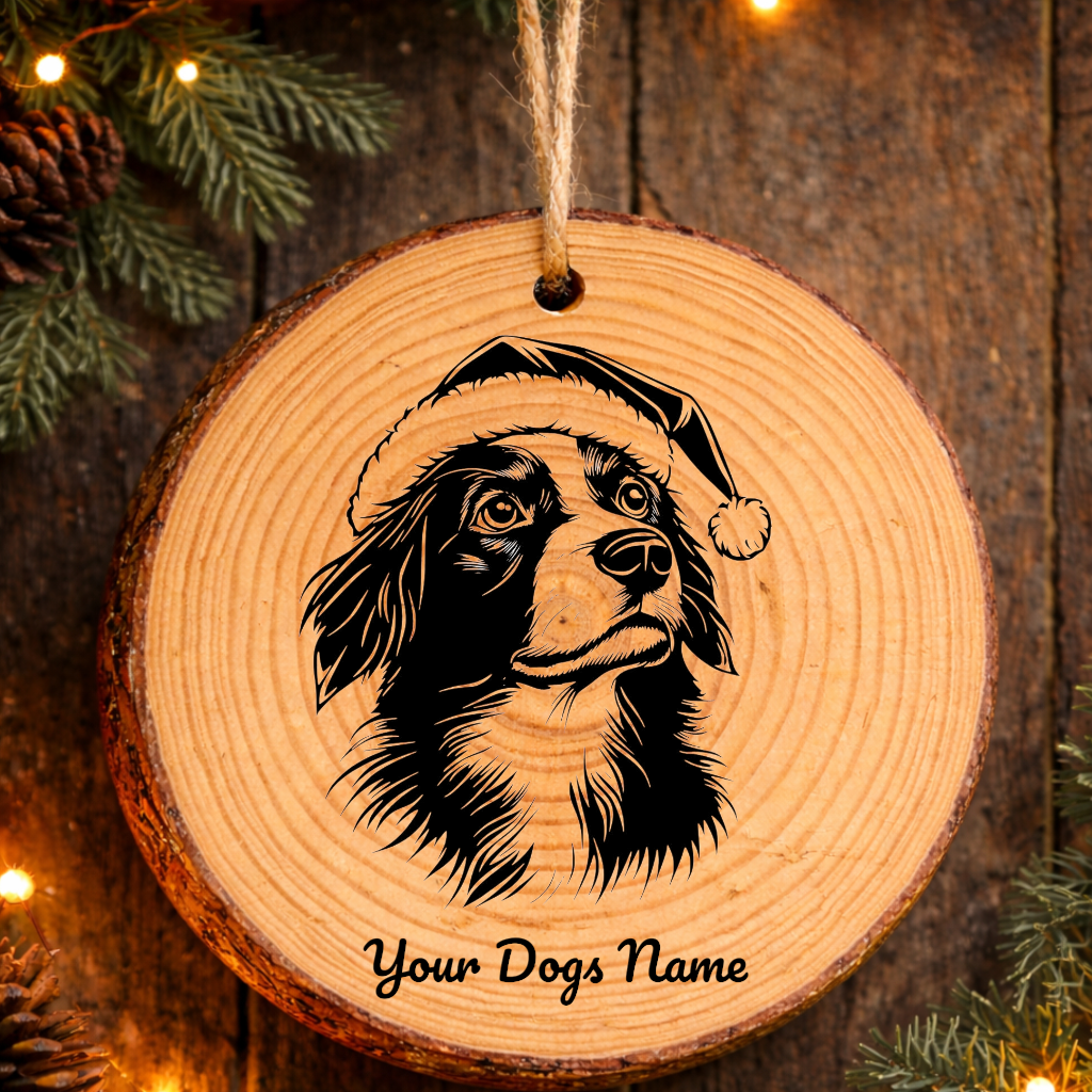 Kooikerhondje Santa Hat Dog Rustic Pine Christmas Ornament