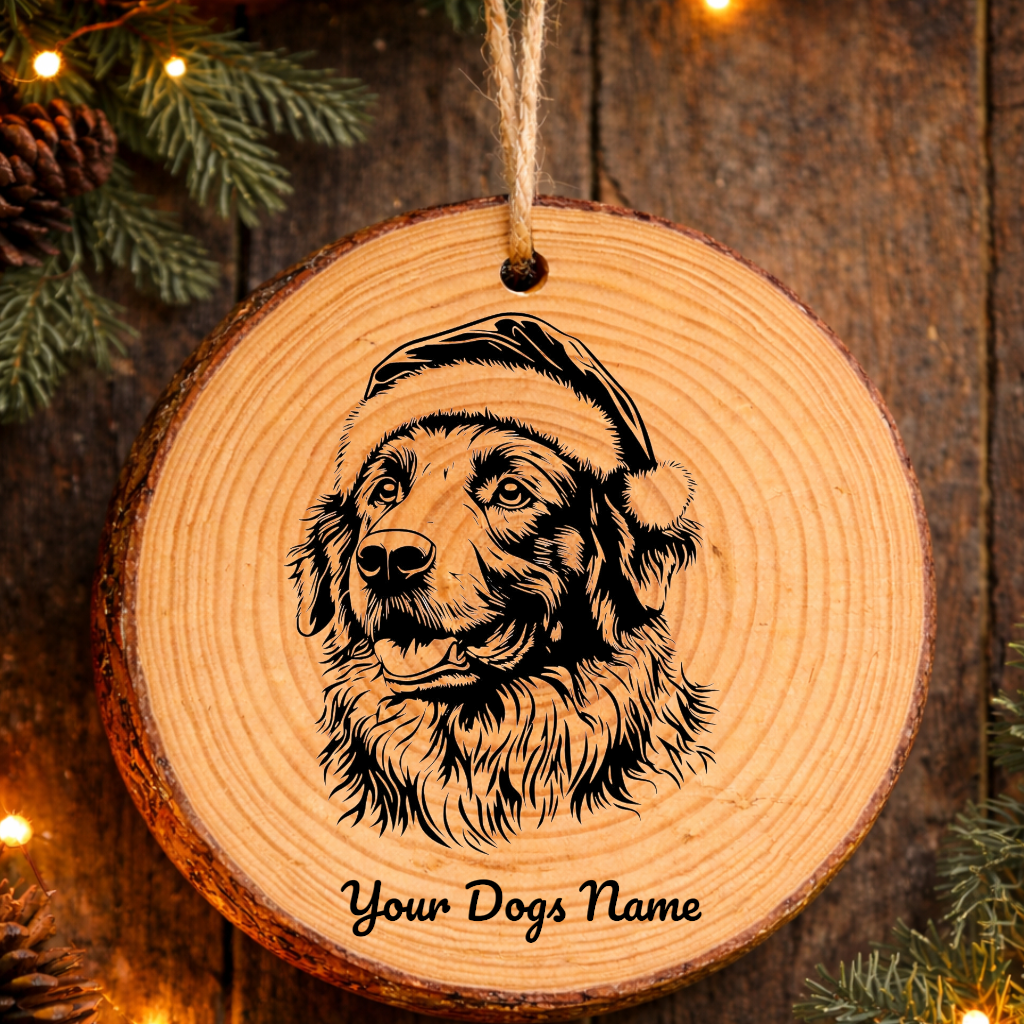Maremma SheepSanta Hat Dog Santa Hat Dog Rustic Pine Christmas Ornament