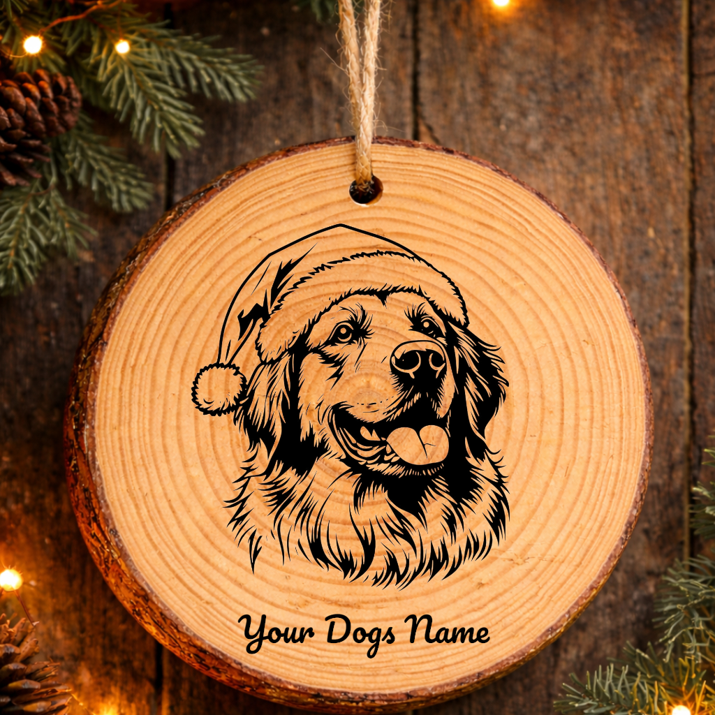 Maremma SheepSanta Hat Dog Santa Hat Dog Rustic Pine Christmas Ornament