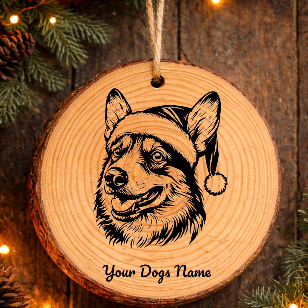 Norwegian Lundehund Santa Hat Dog Rustic Pine Christmas Ornament
