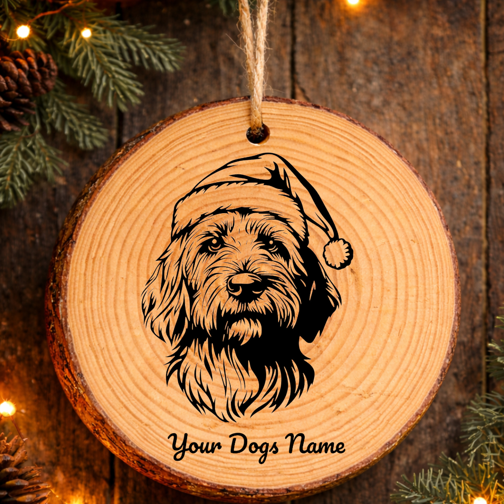 Otterhound Santa Hat Dog Rustic Pine Christmas Ornament