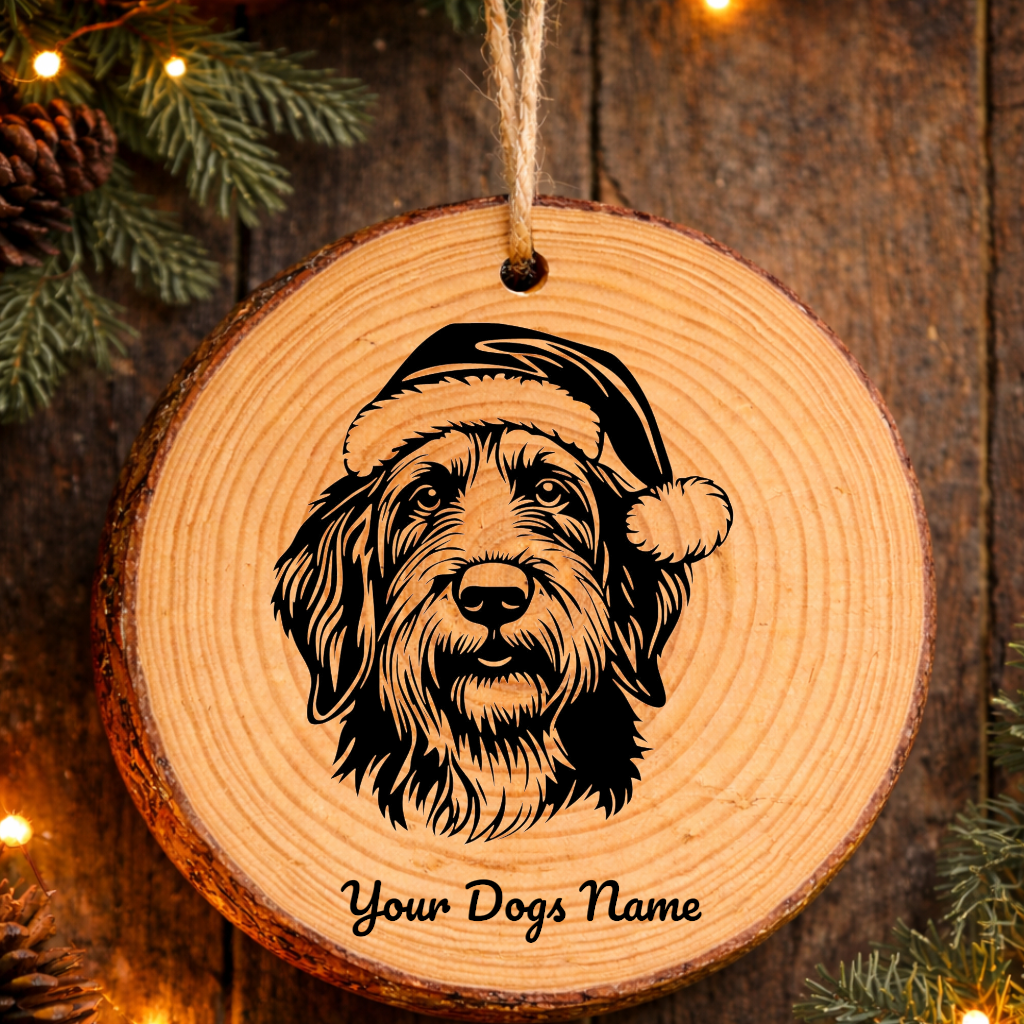 Otterhound Santa Hat Dog Rustic Pine Christmas Ornament
