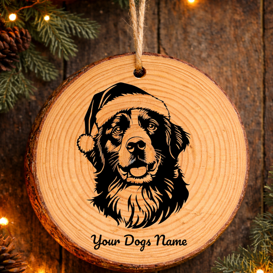 Rafeiro do Alentejo Santa Hat Dog Rustic Pine Christmas Ornament