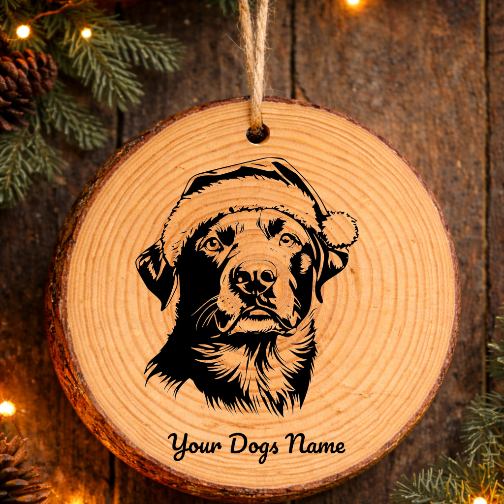 Rafeiro do Alentejo Santa Hat Dog Rustic Pine Christmas Ornament