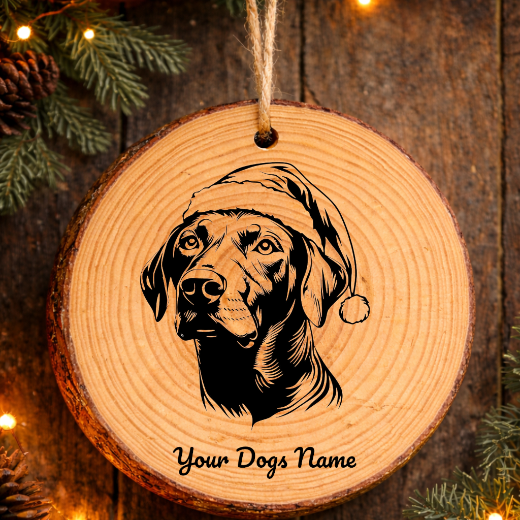 Rhodesian Ridgeback Santa Hat Dog Rustic Pine Christmas Ornament