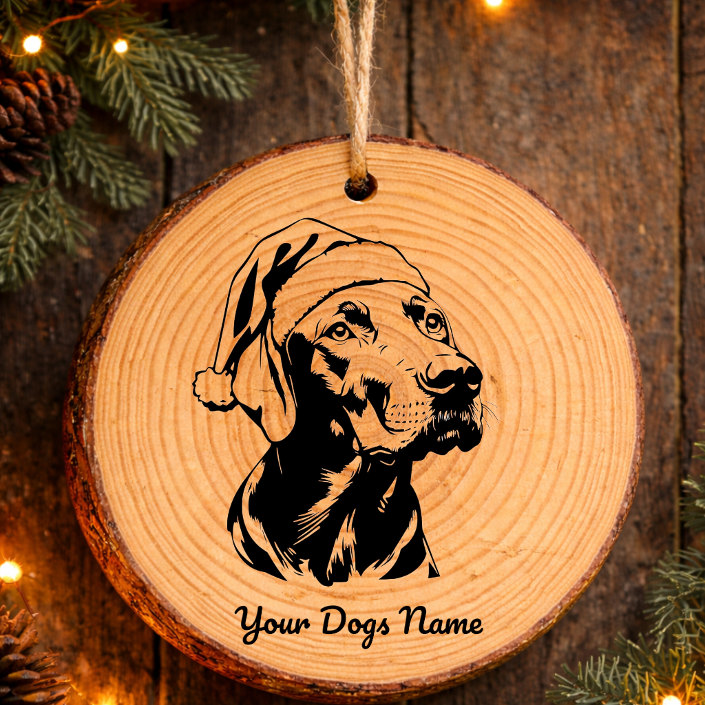 Rhodesian Ridgeback Santa Hat Dog Rustic Pine Christmas Ornament