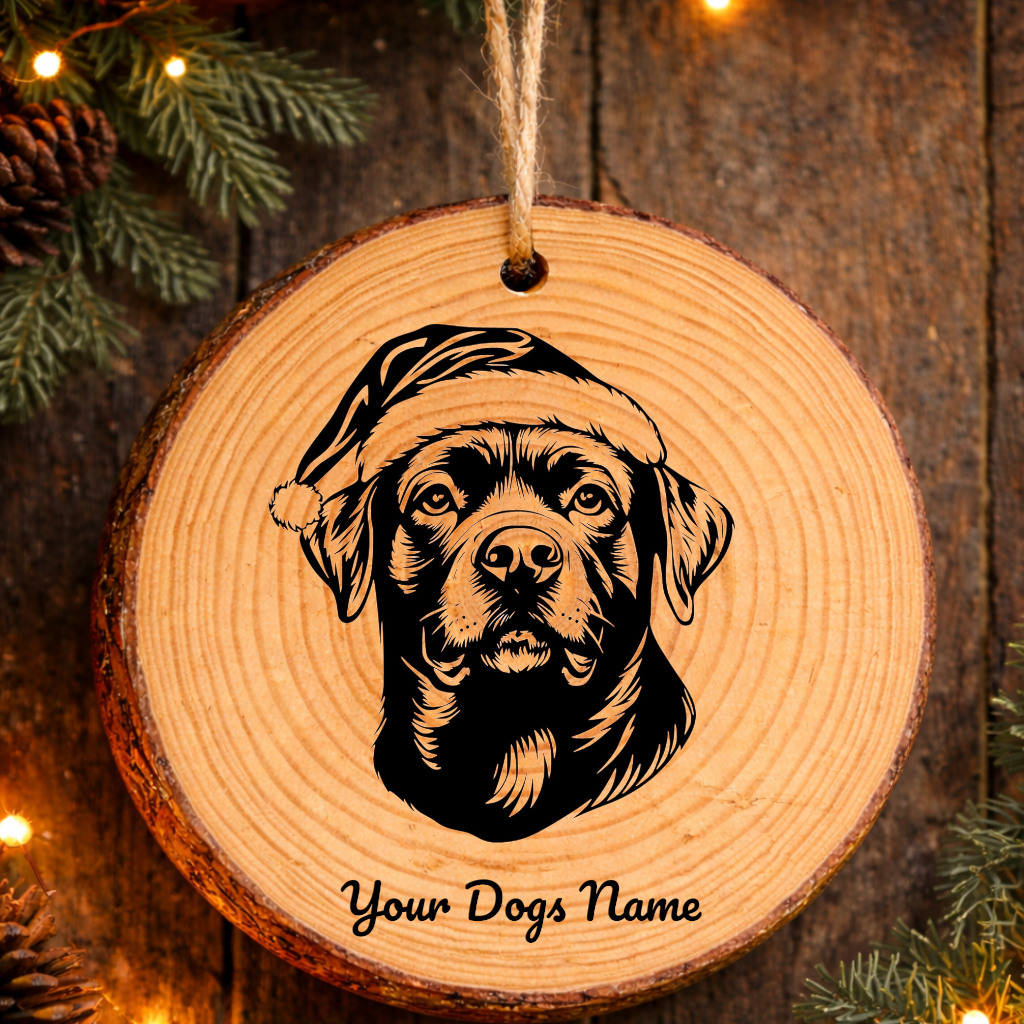Rottweiler Santa Hat Dog Rustic Pine Christmas Ornament
