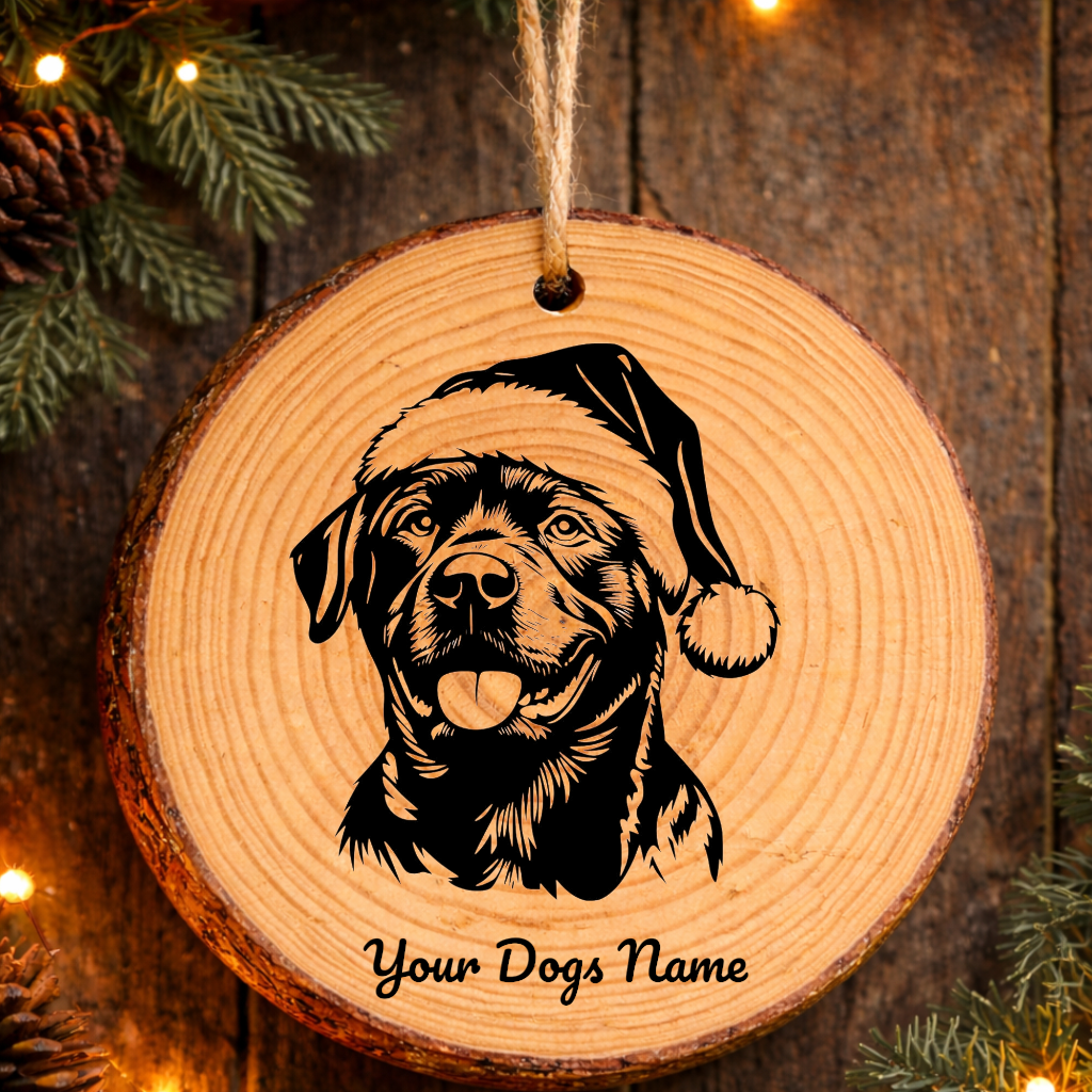 Rottweiler Santa Hat Dog Rustic Pine Christmas Ornament