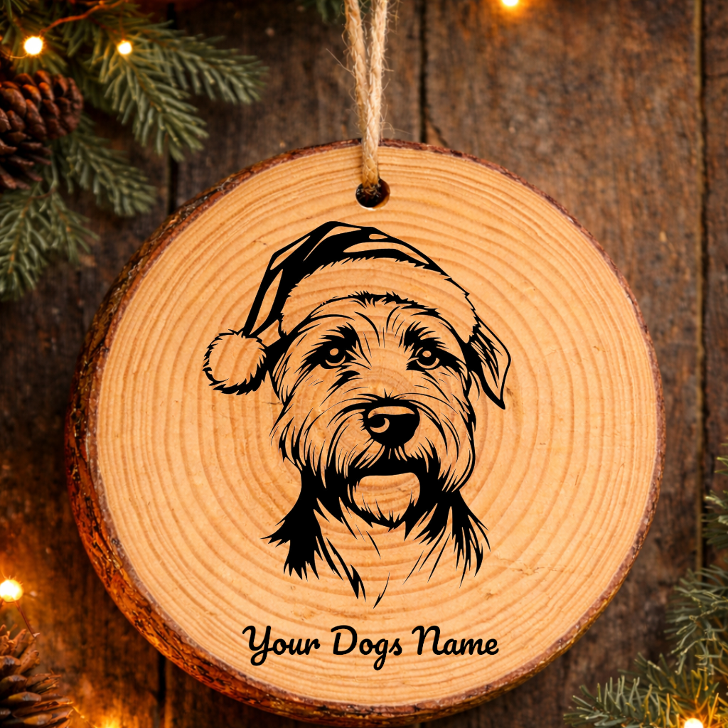 Sealyham Terrier Santa Hat Dog Rustic Pine Christmas Ornament
