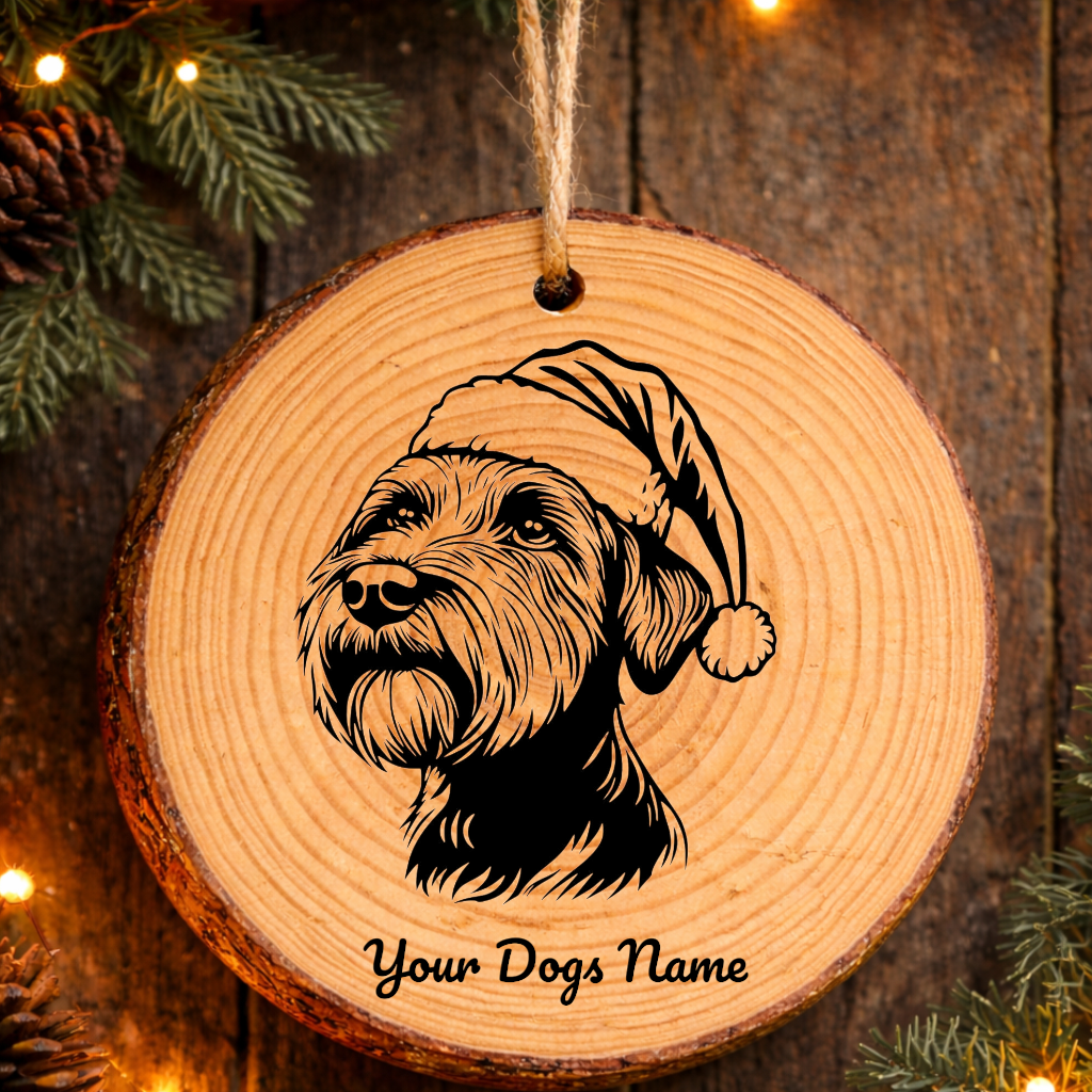 Sealyham Terrier Santa Hat Dog Rustic Pine Christmas Ornament