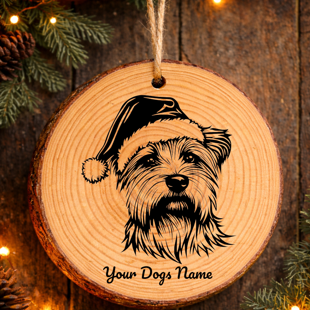 Skye Terrier Santa Hat Dog Rustic Pine Christmas Ornament