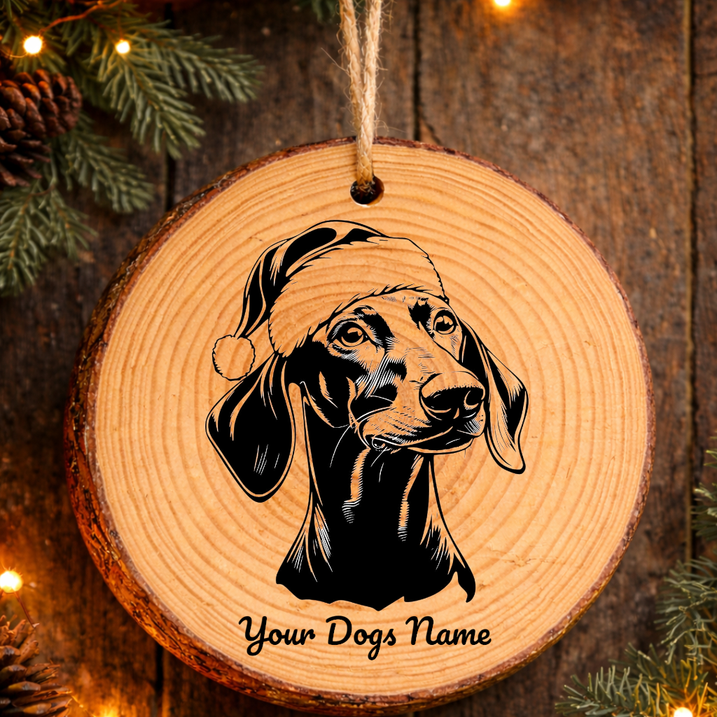 Sloughi Santa Hat Dog Rustic Pine Christmas Ornament
