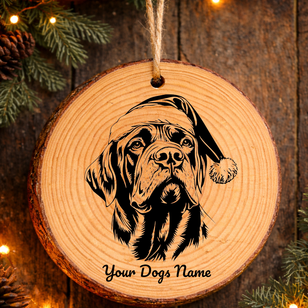 Spanish Mastiff Santa Hat Dog Rustic Pine Christmas Ornament