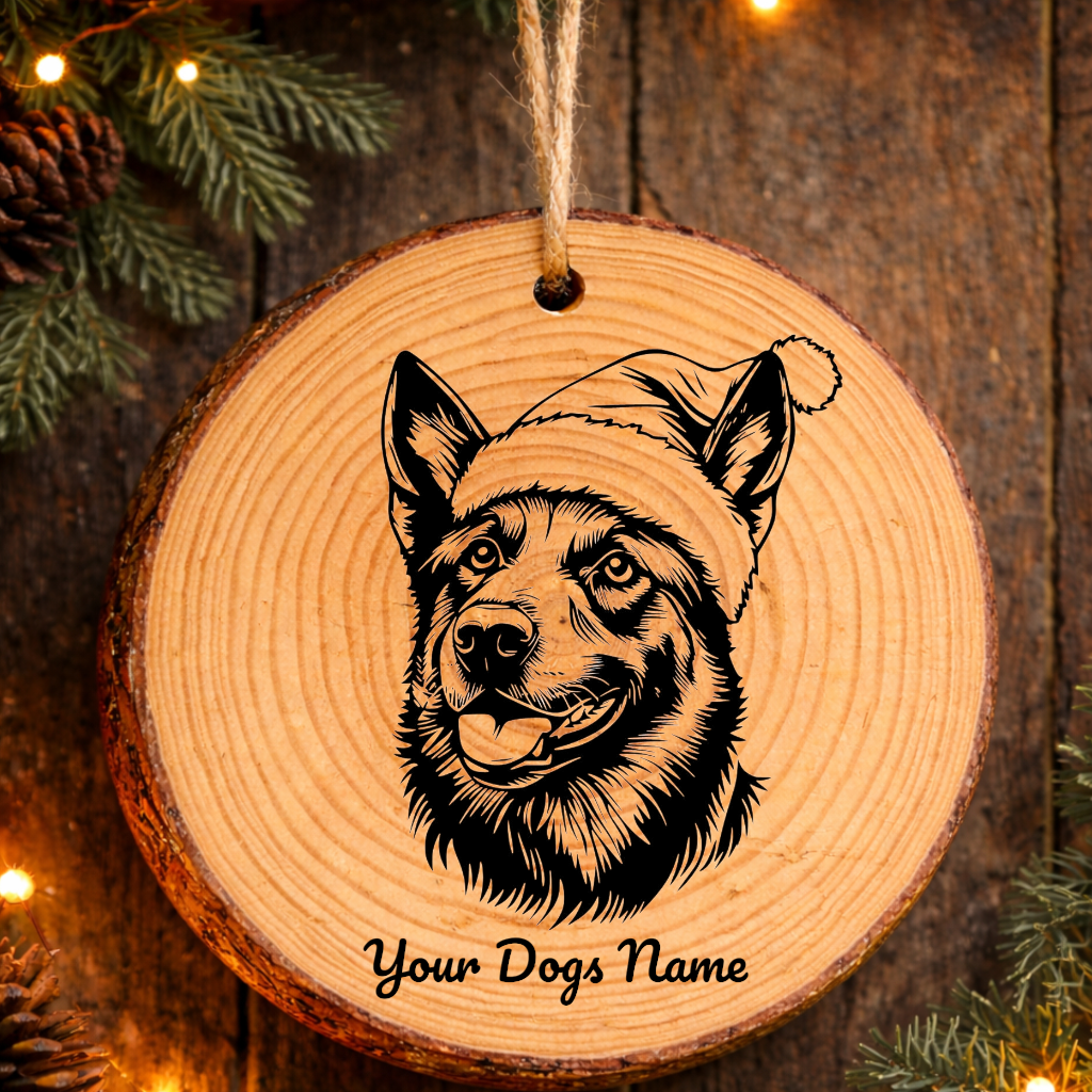 Taiwan Dog Santa Hat Dog Rustic Pine Christmas Ornament