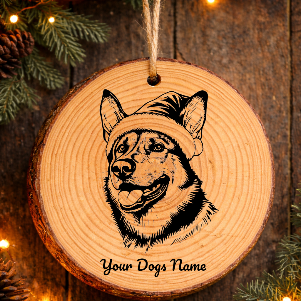 Taiwan Dog Santa Hat Dog Rustic Pine Christmas Ornament