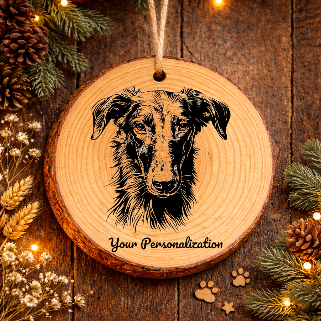 Scottish Deerhound Dog Ornament – Rustic Wooden Keepsake