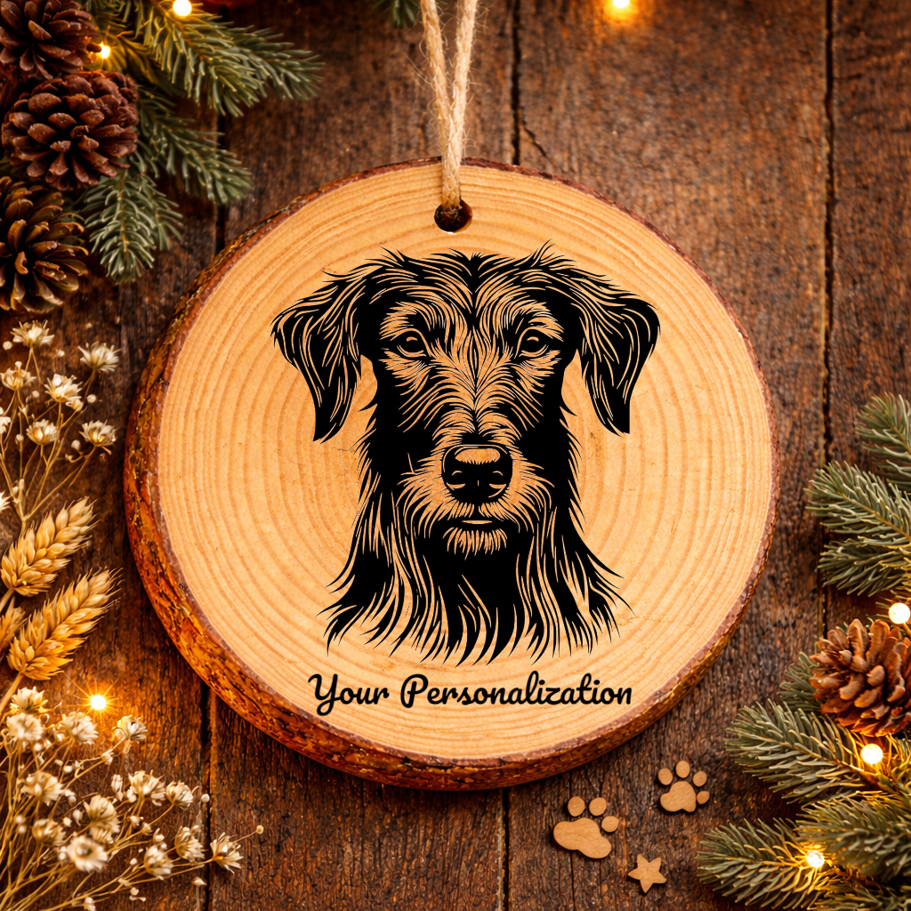 Scottish Deerhound Dog Ornament – Rustic Wooden Keepsake