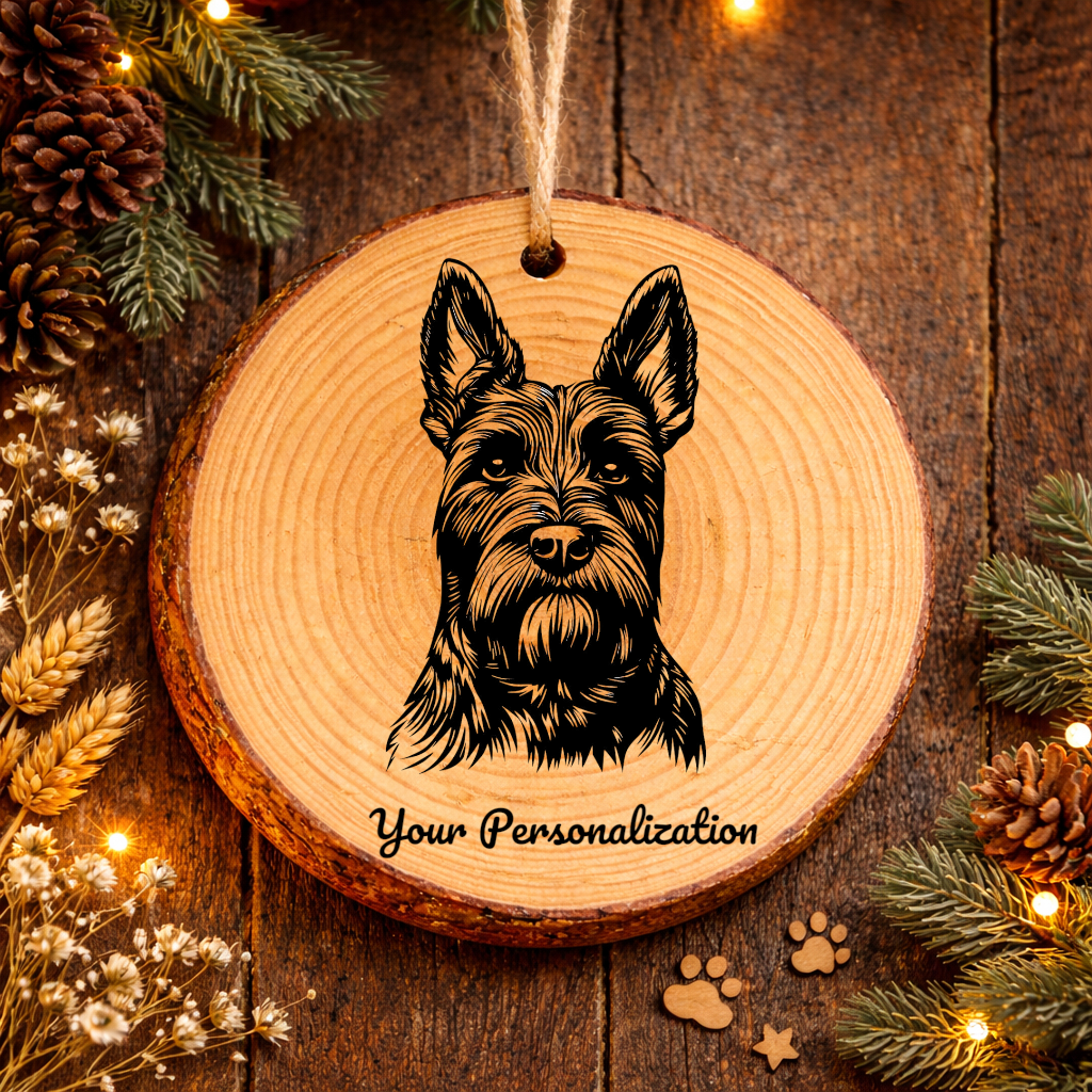 Scottish Terrier Dog Ornament – Rustic Wooden Keepsake