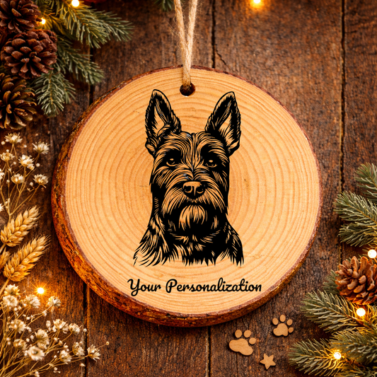 Scottish Terrier Dog Ornament – Rustic Wooden Keepsake