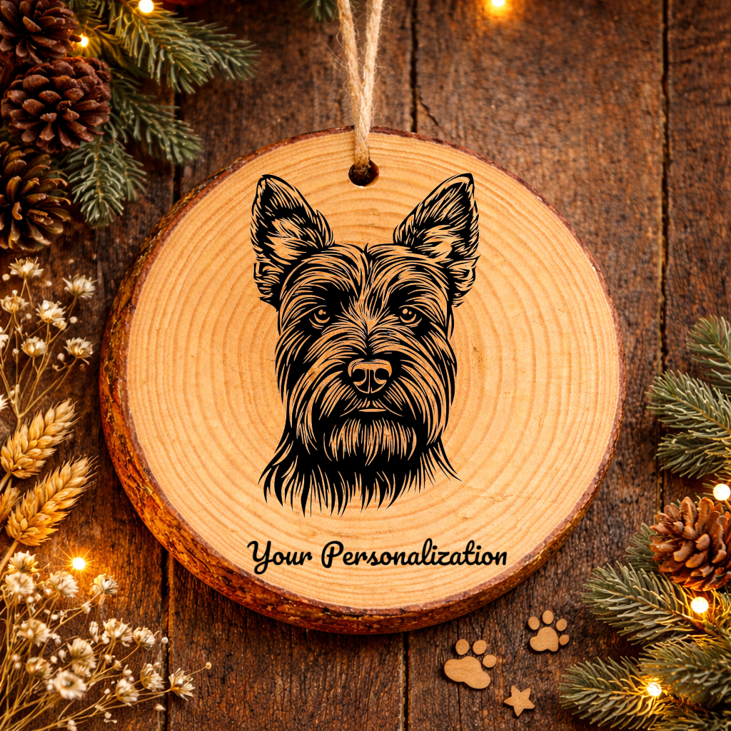 Scottish Terrier Dog Ornament – Rustic Wooden Keepsake