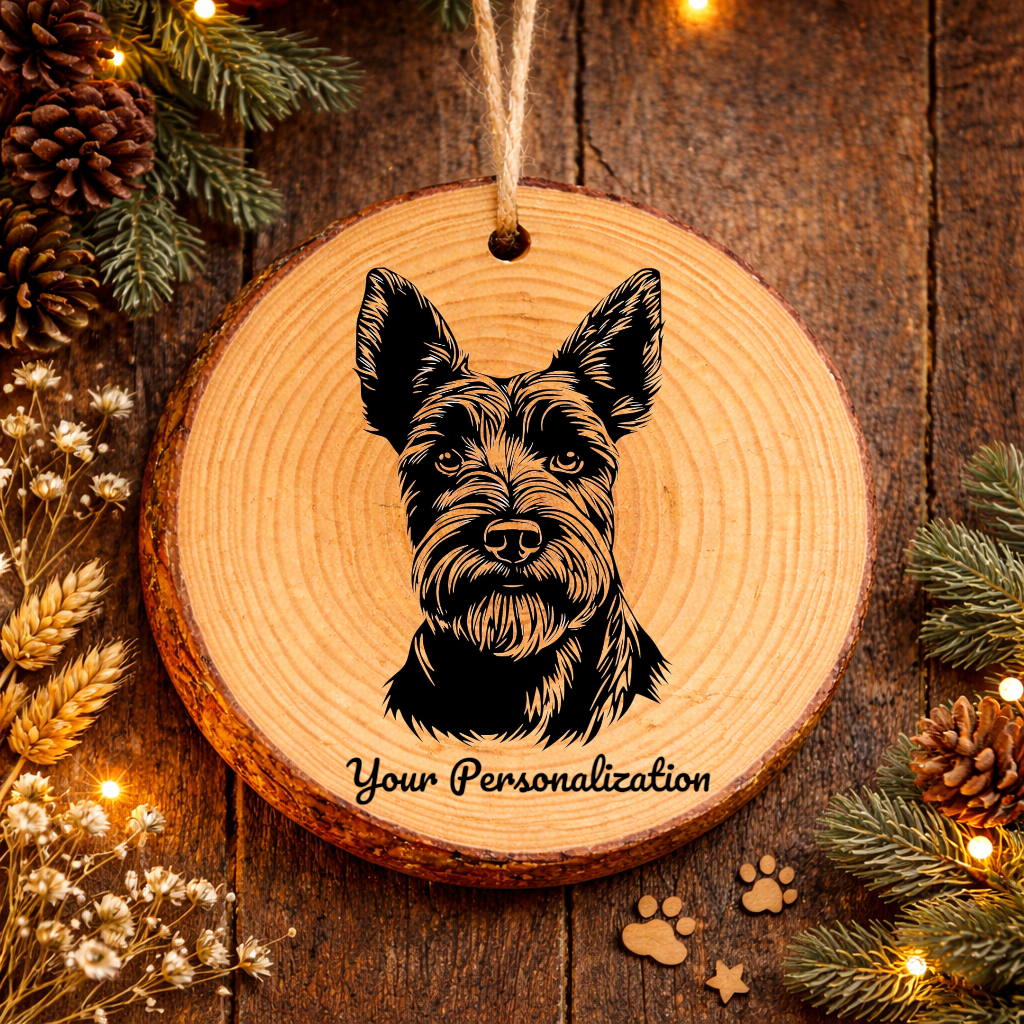 Scottish Terrier Dog Ornament – Rustic Wooden Keepsake