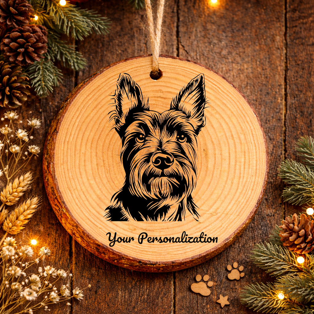Scottish Terrier Dog Ornament – Rustic Wooden Keepsake
