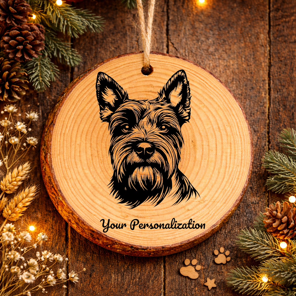 Scottish Terrier Dog Ornament – Rustic Wooden Keepsake