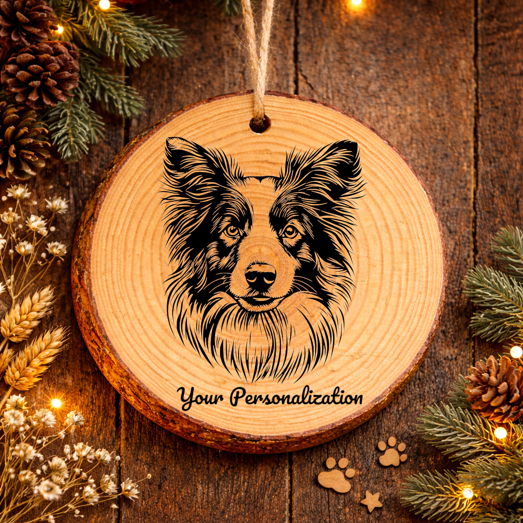 Shetland Sheepdog Dog Ornament – Rustic Wooden Keepsake