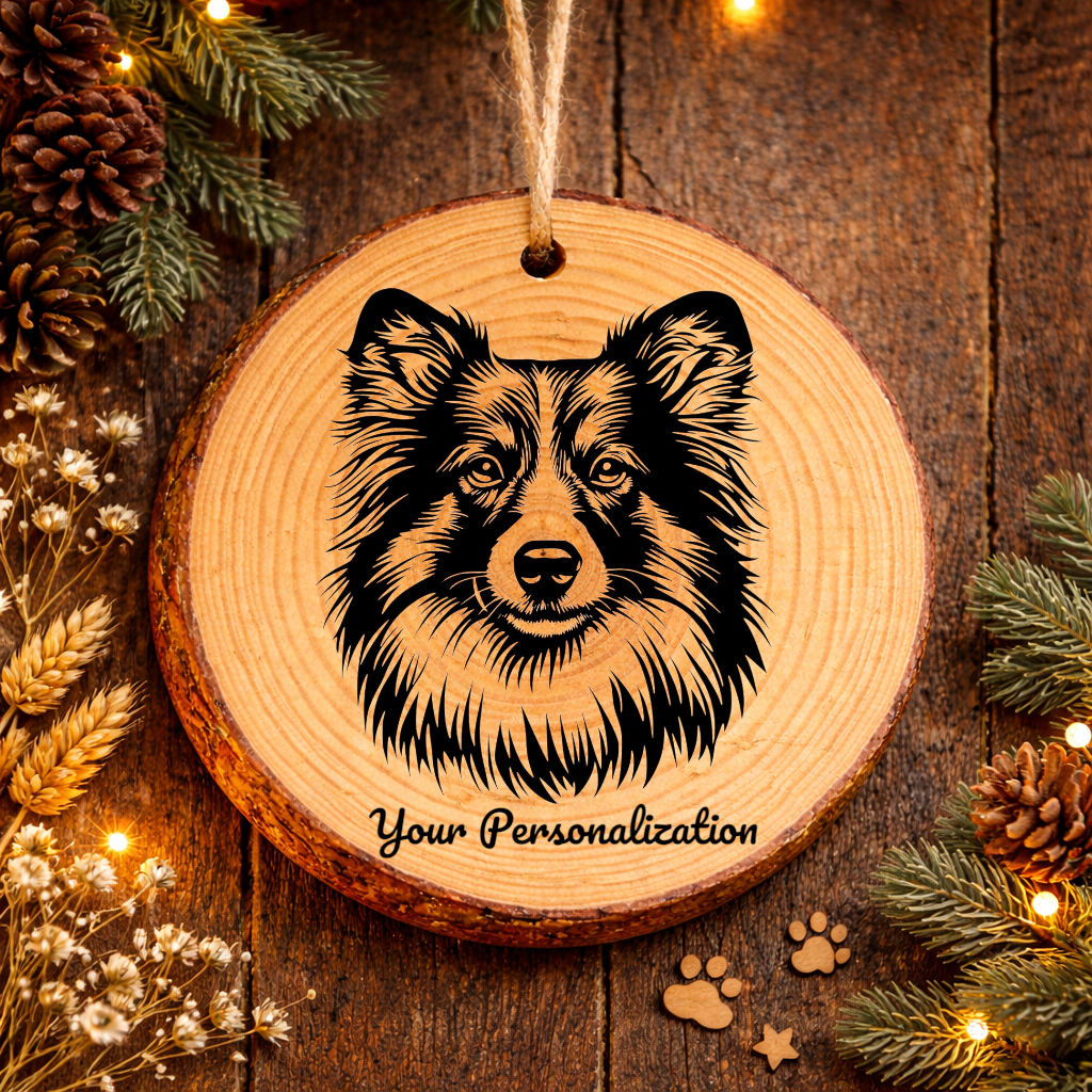 Shetland Sheepdog Dog Ornament – Rustic Wooden Keepsake
