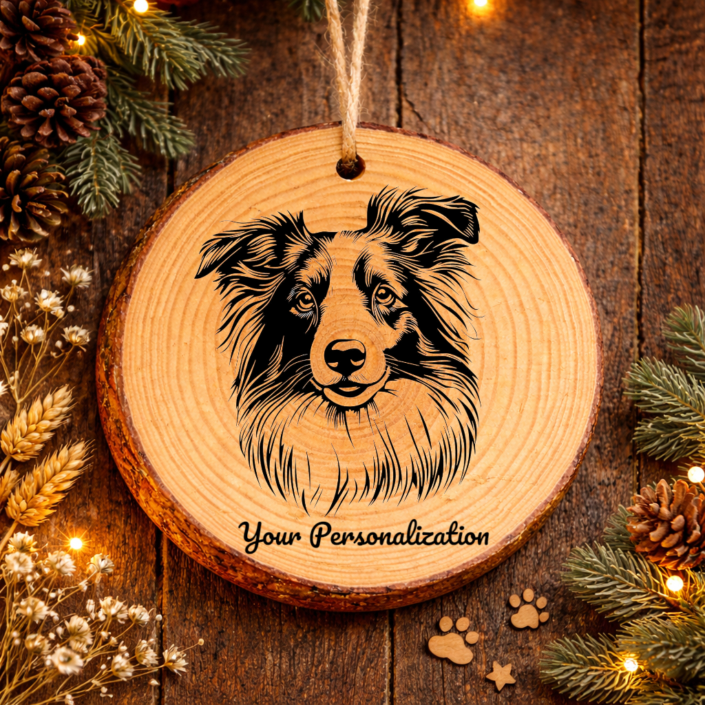 Shetland Sheepdog Dog Ornament – Rustic Wooden Keepsake
