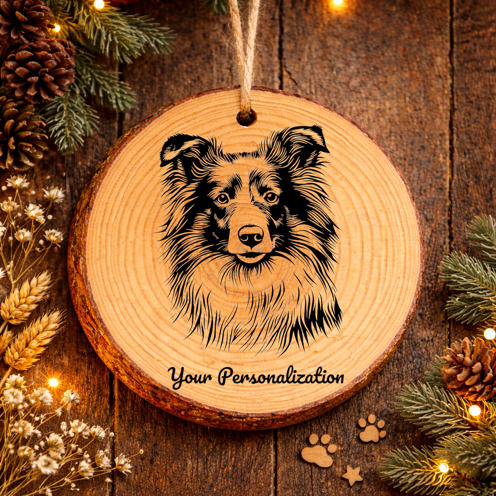 Shetland Sheepdog Dog Ornament – Rustic Wooden Keepsake