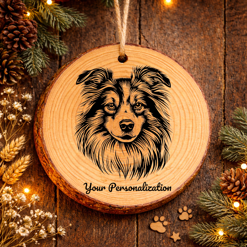 Shetland Sheepdog Dog Ornament – Rustic Wooden Keepsake