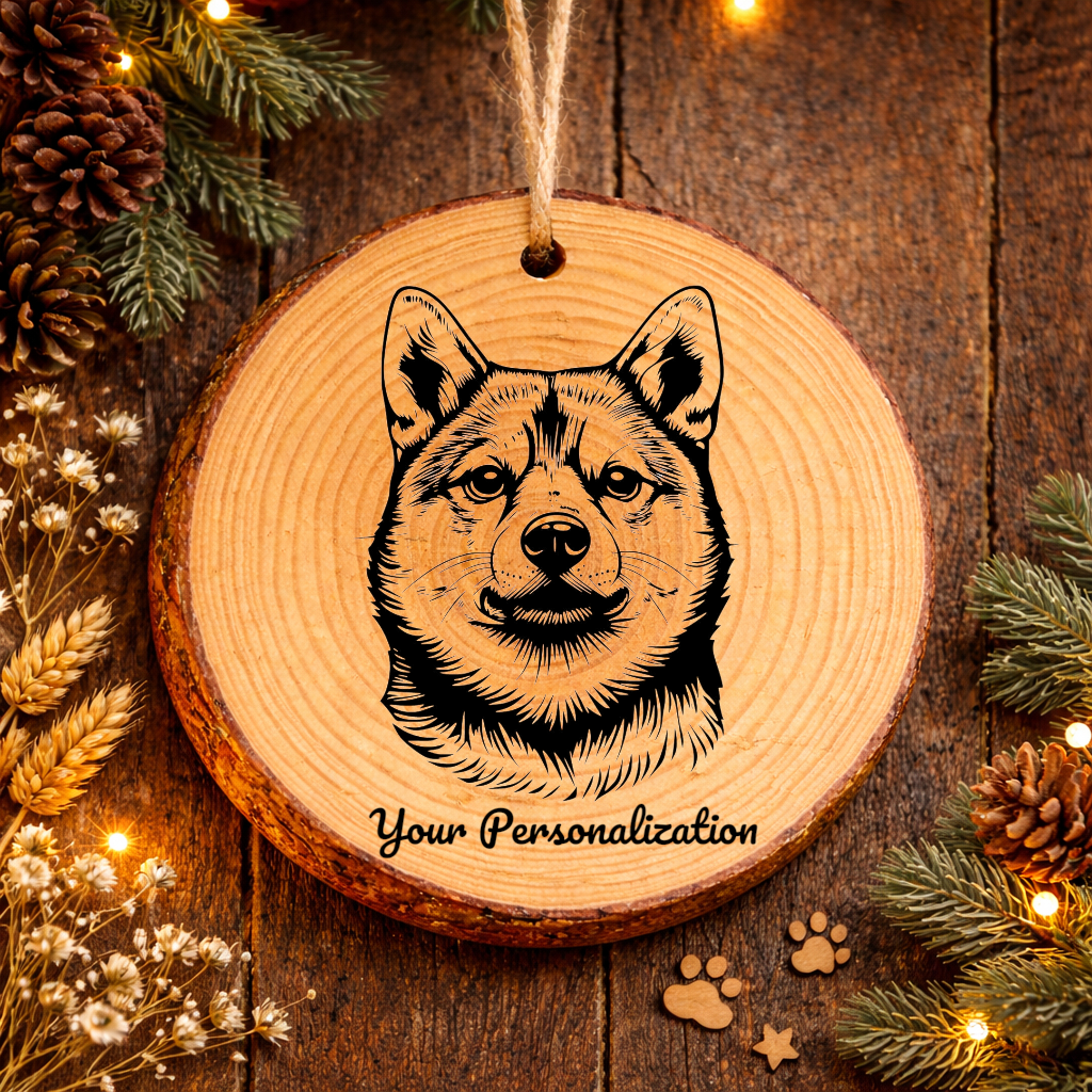 Shiba Inu Dog Ornament – Rustic Wooden Keepsake