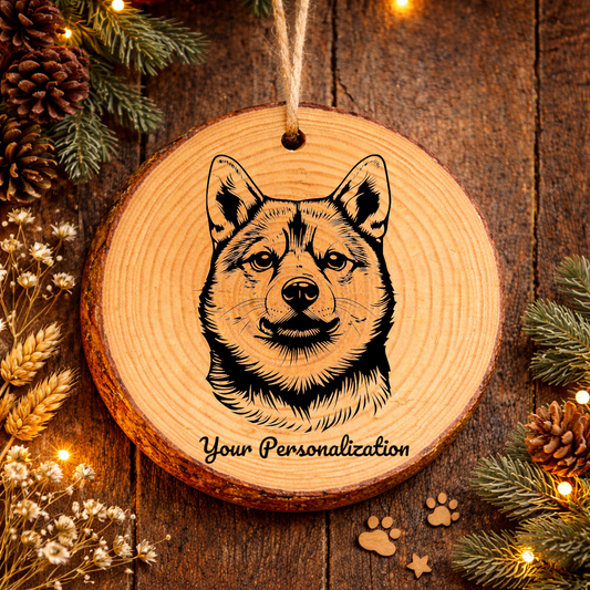Shiba Inu Dog Ornament – Rustic Wooden Keepsake