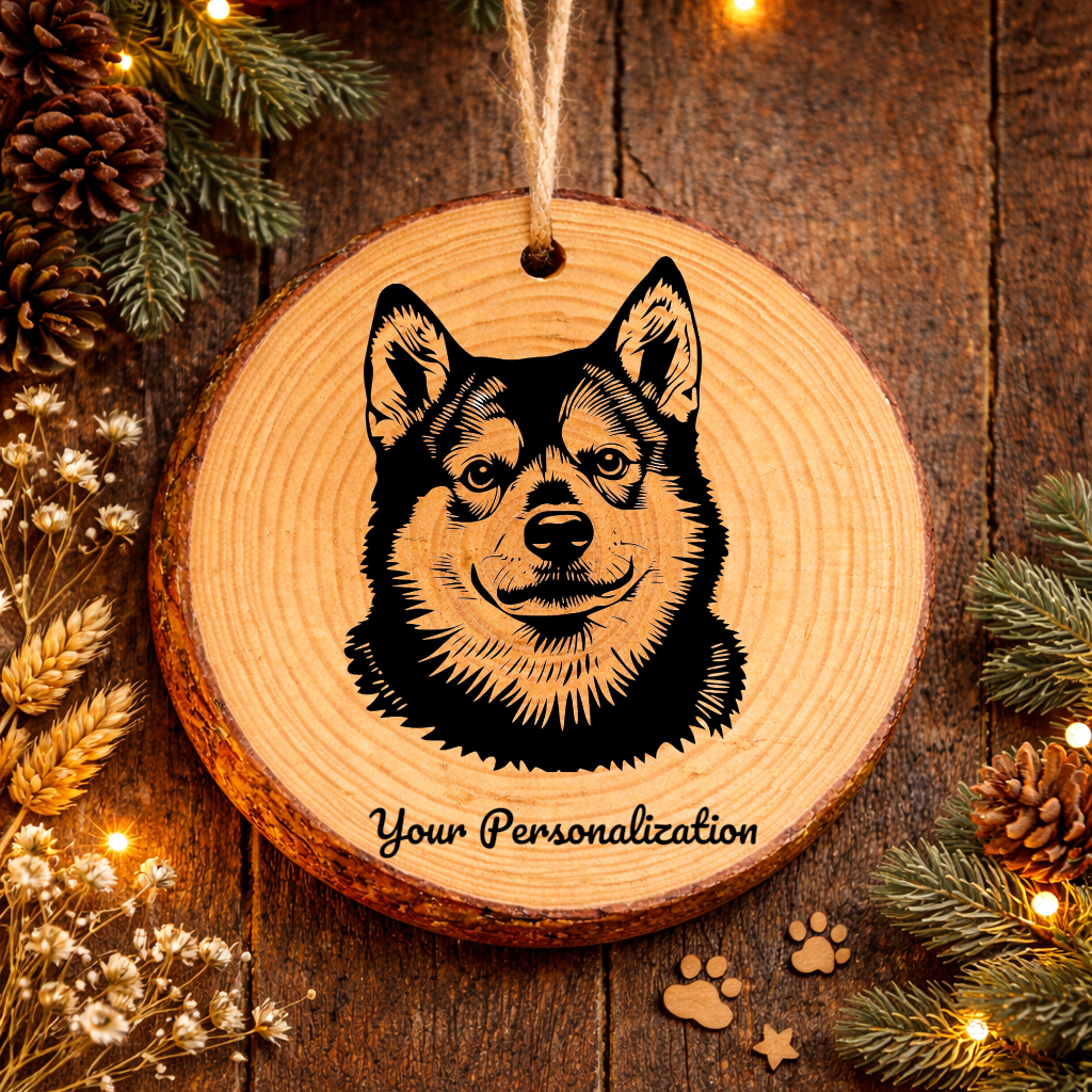 Shiba Inu Dog Ornament – Rustic Wooden Keepsake